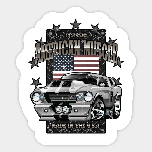 Classic American Muscle Car Sticker by hobrath